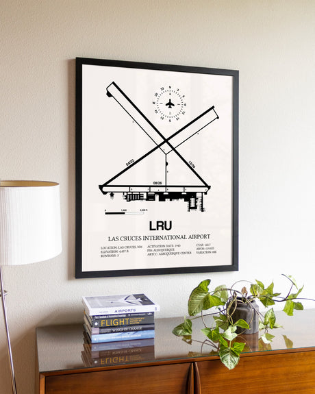 Las Cruces International Airport aviation wall décor in black wood frame