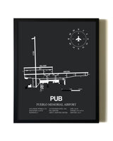 Unframed Pueblo Memorial Airport map print poster