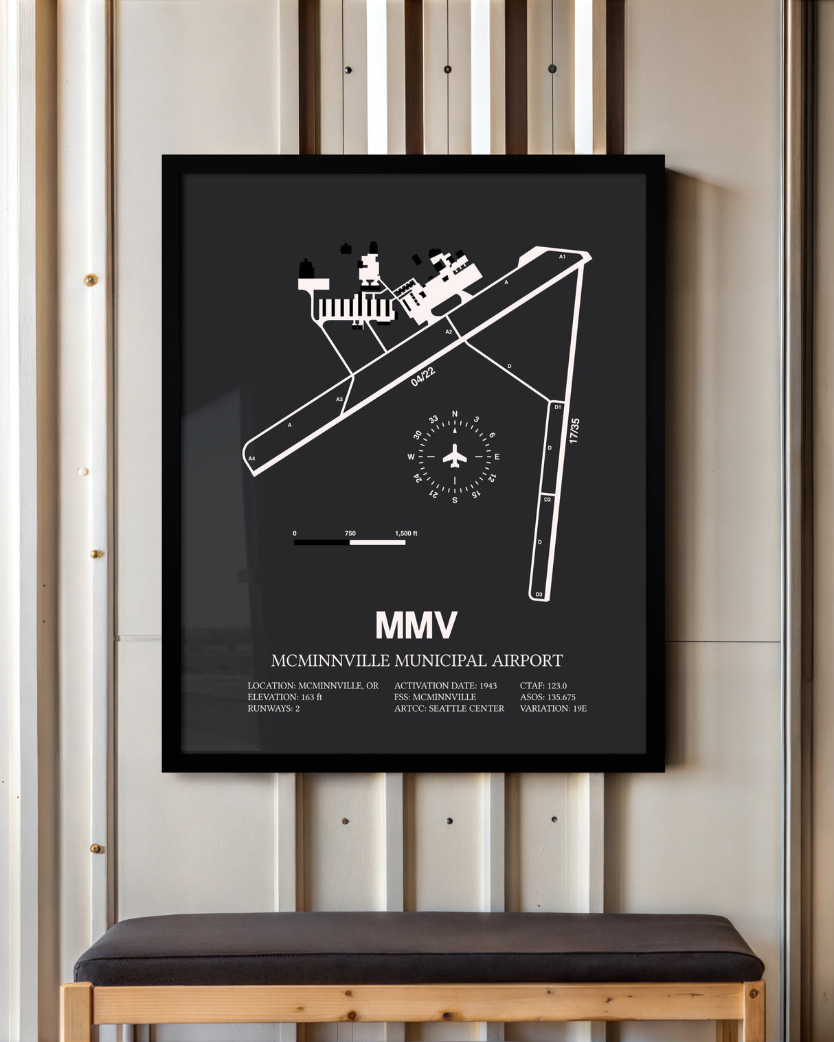 Frame color options for McMinnville Municipal Airport Wall Art