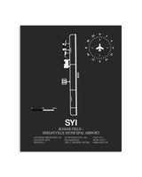 Gray Framed Bomar Field / Shelbyville Municipal Airport layout wall art poster