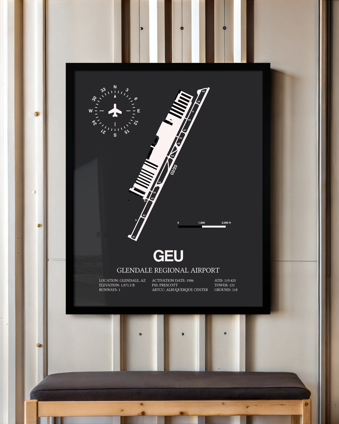 Frame color options for Glendale Regional Airport Wall Art