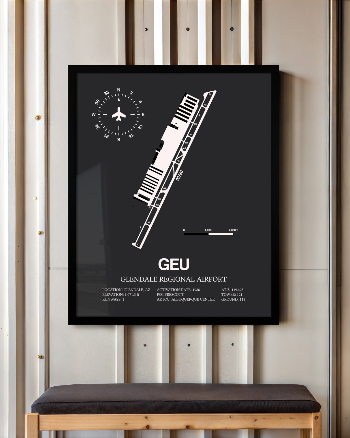 Frame color options for Glendale Regional Airport Wall Art