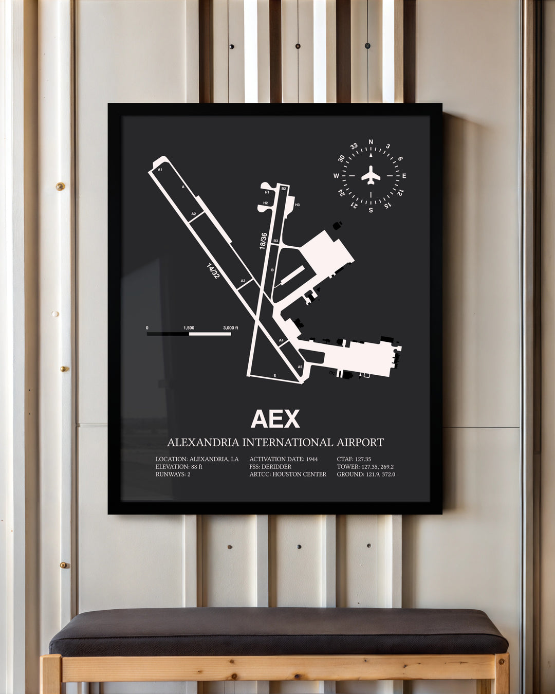 Frame color options for Alexandria International Airport Wall Art