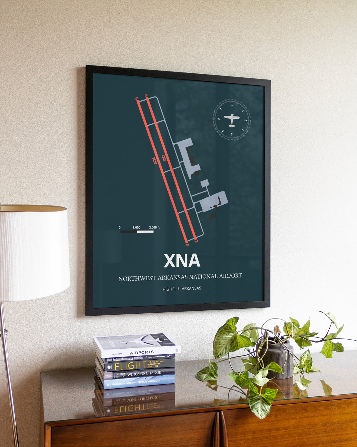 Framed Northwest Arkansas National Airport layout wall art poster