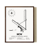 Mason City Municipal Airport aviation print in walnut frame