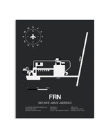 Gray Framed Bryant Army Airfield layout wall art poster