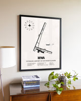 Veterans Airport Of Southern Illinois aviation wall décor in black wood frame