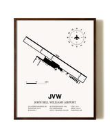 John Bell Williams Airport aviation print in walnut frame