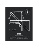 Gray Framed Bishop Airport layout wall art poster