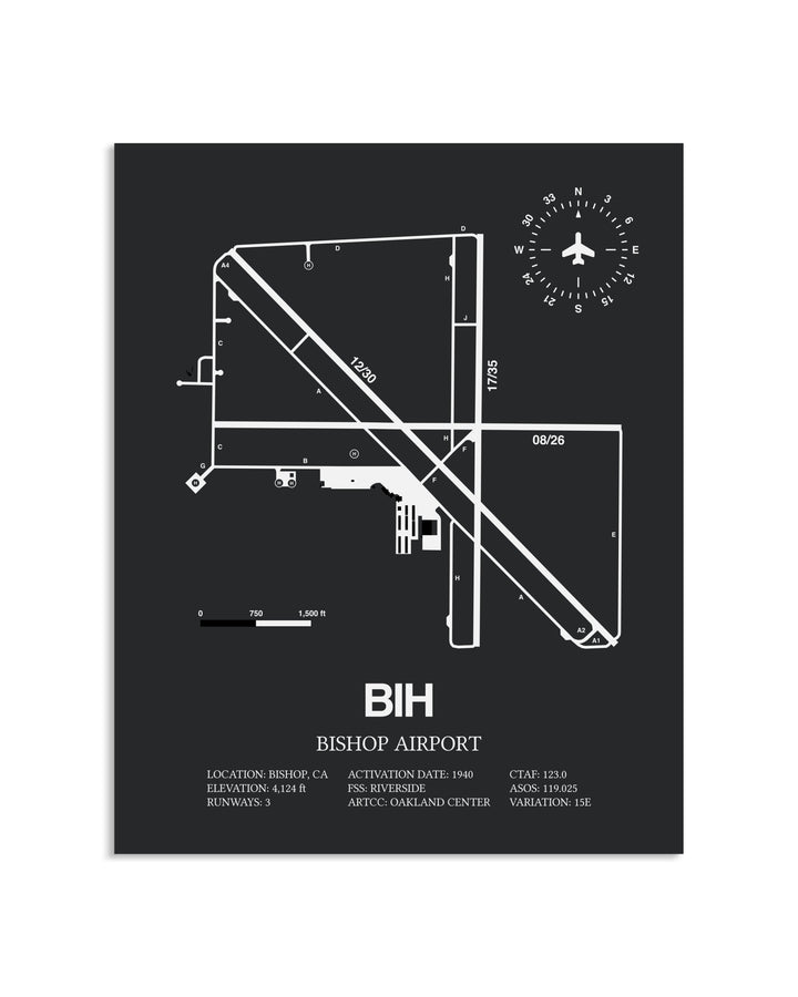 Gray Framed Bishop Airport layout wall art poster