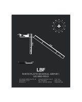 Gray Framed North Platte Regional Airport / Lee Bird Field layout wall art poster