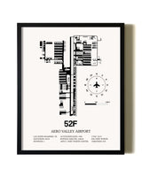 Framed Aero Valley Airport wall art poster in black frame