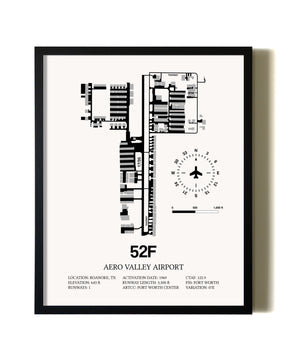 Framed Aero Valley Airport wall art poster in black frame