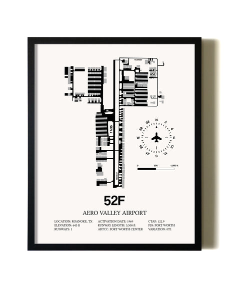 Framed Aero Valley Airport wall art poster in black frame