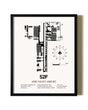 Framed Aero Valley Airport wall art poster in black frame