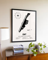 San Gabriel Valley Airport aviation wall décor in black wood frame