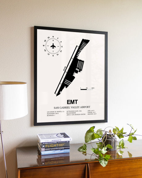 San Gabriel Valley Airport aviation wall décor in black wood frame
