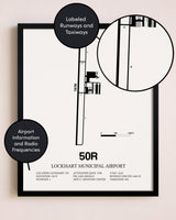 Framed Lockhart Municipal Airport layout wall art poster