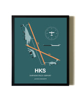 Framed Hawkins Field Airport wall art poster in black frame