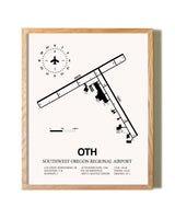 Southwest Oregon Regional Airport framed print in natural wood frame