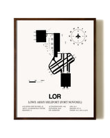 Lowe Army Heliport (Fort Novosel) aviation print in walnut frame