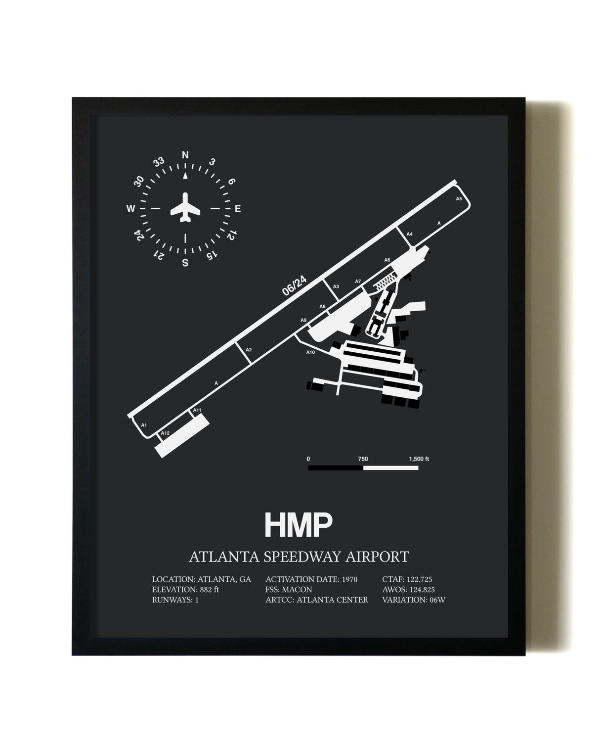 Unframed Atlanta Speedway Airport map print poster