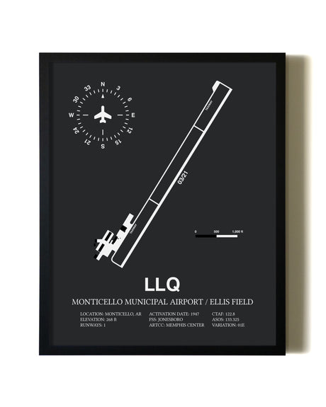 Unframed Monticello Municipal Airport / Ellis Field map print poster