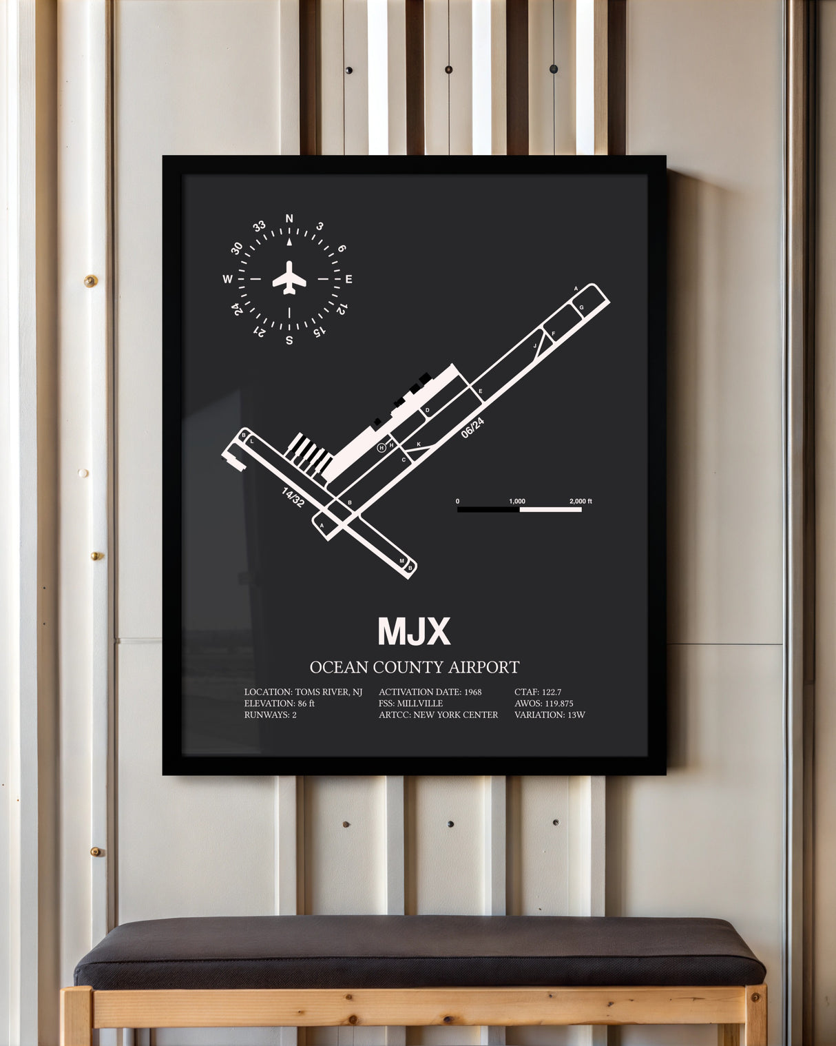 Frame color options for Ocean County Airport Wall Art