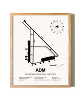 Ardmore Municipal Airport framed print in natural wood frame