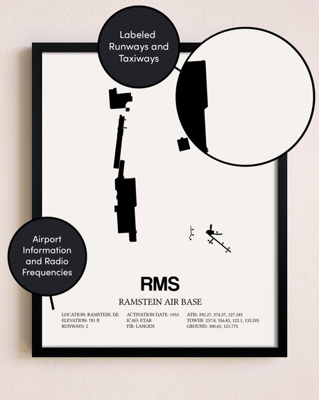 Framed Ramstein Air Base layout wall art poster