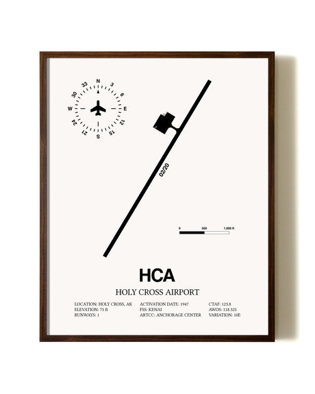 Holy Cross Airport aviation print in walnut frame