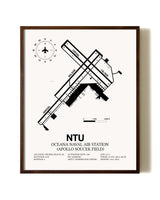 Oceana Naval Air Station (Apollo Soucek Field) aviation print in walnut frame
