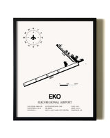 Framed Elko Regional Airport wall art poster in black frame