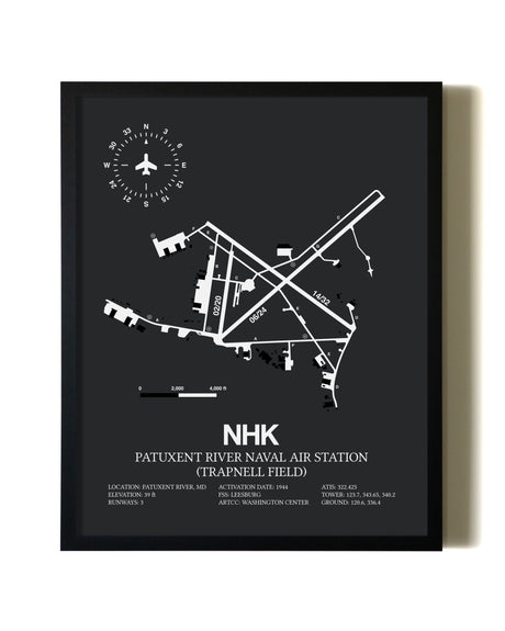 Unframed Patuxent River Naval Air Station (Trapnell Field) map print poster