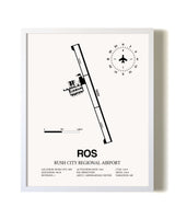 Rush City Regional Airport airport map poster in oak frame