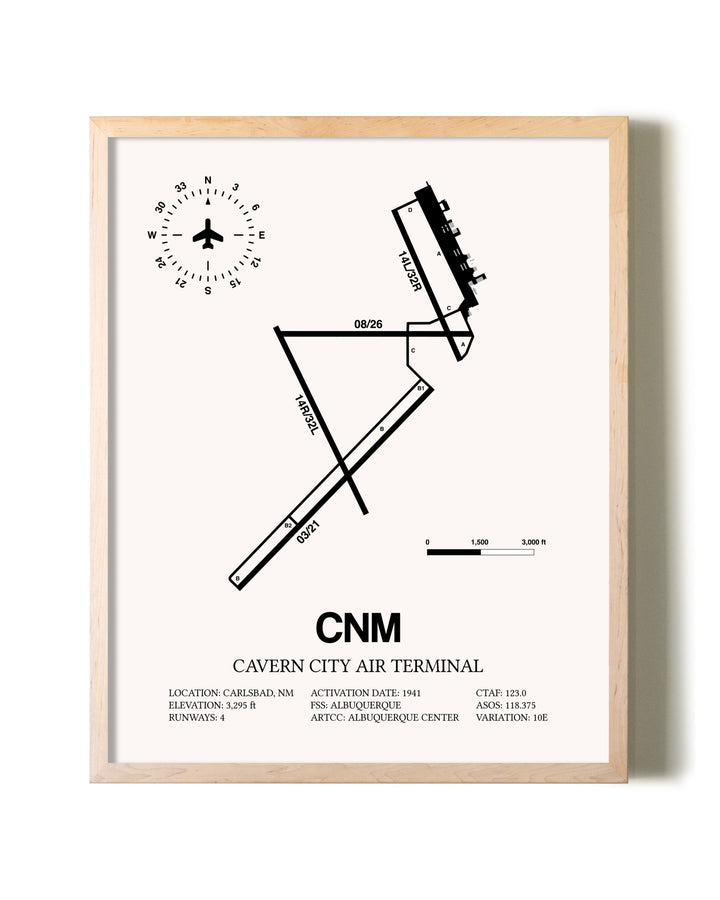 Cavern City Air Terminal framed wall art in white frame
