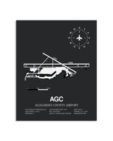 Gray Framed Allegheny County Airport layout wall art poster