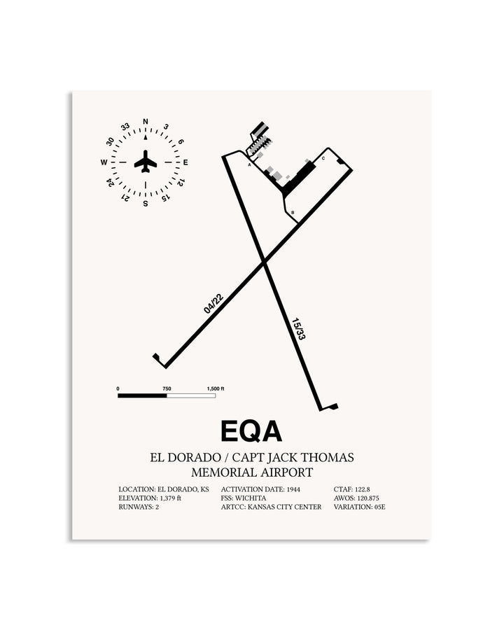 Gray El Dorado / Captain Jack Thomas Memorial Airport framed poster displayed in an airplane hangar