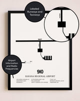 Framed Havana Regional Airport layout wall art poster