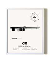 Bult Field Airport airport map poster in oak frame