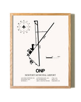 Newport Municipal Airport framed print in natural wood frame