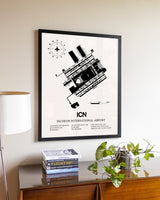 Incheon International Airport aviation wall décor in black wood frame