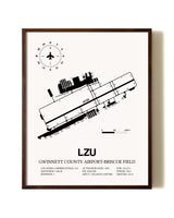 Gwinnett County Airport-Briscoe Field aviation print in walnut frame
