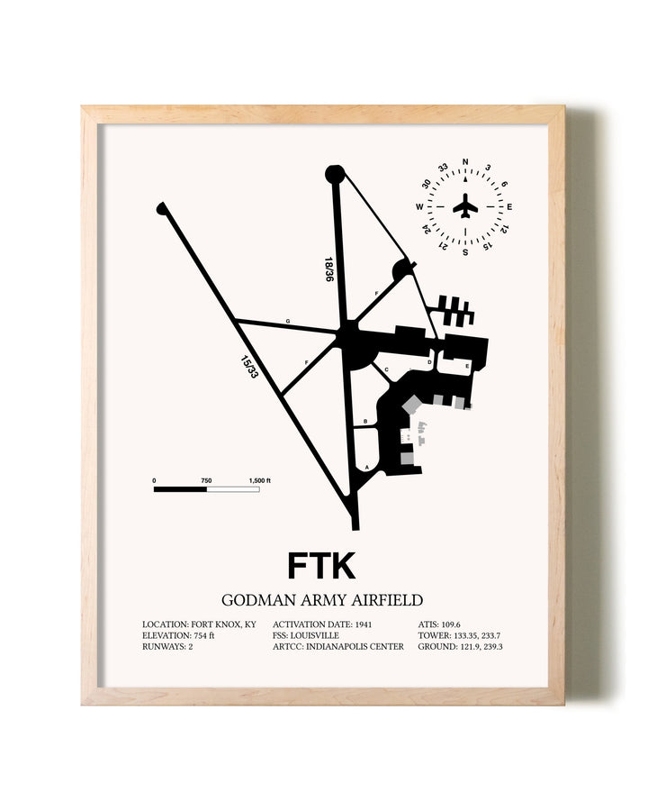 Godman Army Airfield framed wall art in white frame