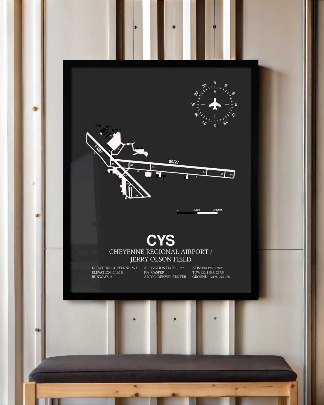 Frame color options for Cheyenne Regional Airport / Jerry Olson Field Wall Art