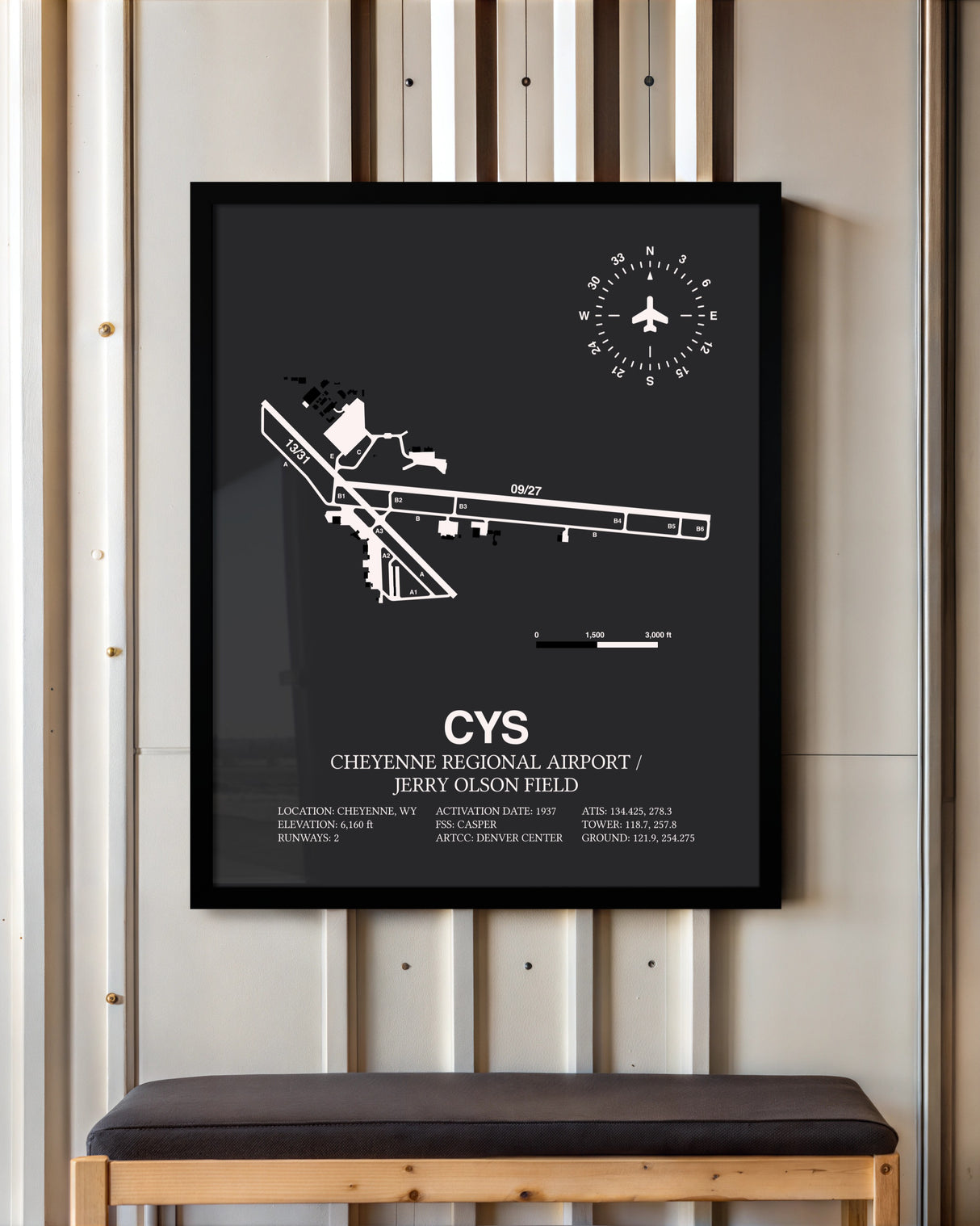Frame color options for Cheyenne Regional Airport / Jerry Olson Field Wall Art