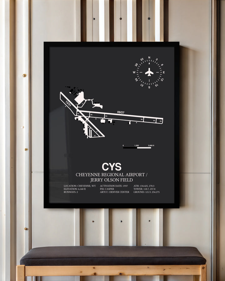 Frame color options for Cheyenne Regional Airport / Jerry Olson Field Wall Art