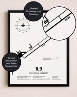 Framed Parowan Airport layout wall art poster