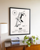 Wheeler-Sack Army Airfield aviation wall décor in black wood frame
