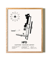 Hartford-Brainard Airport framed print in natural wood frame